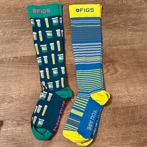 FIGS women’s  Colorful Compression Socks - Blue and Yellow